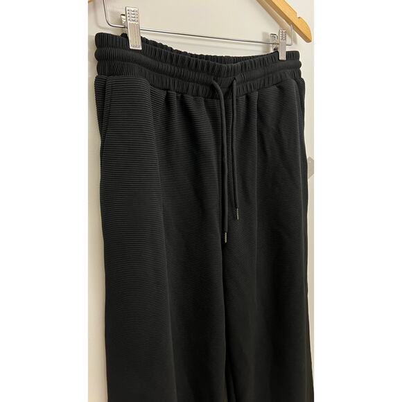 Black Ribbed Wide Leg Lounge Pants Size XL - Picture 3 of 3